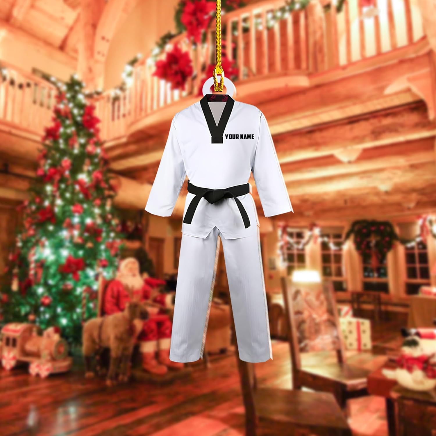Personalized Karate Ornament, Personalized Karate Uniform Acrylic Shape Flat Ornament, Custom Karate Ornament, Gifts for Karate Lovers, Karate Christmas Ornament (Style 4)