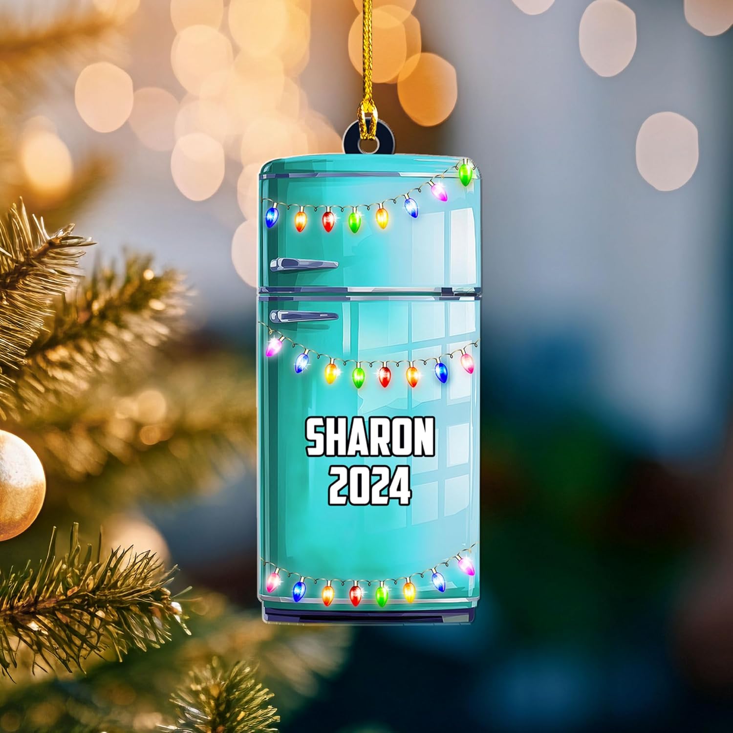 Personalized Refrigerator Ornament, Refrigerator Xmas Light Hanging Ornament, Refrigerator Lovers Ornament, Refrigerator Ornament (Acrylic, Style 7)