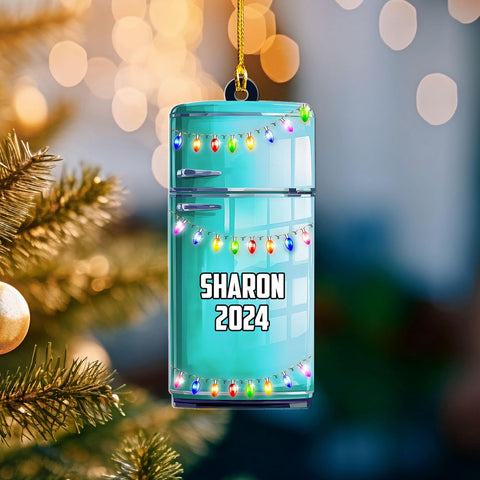 Personalized Refrigerator Ornament, Refrigerator Xmas Light Hanging Ornament, Refrigerator Lovers Ornament, Refrigerator Ornament (Acrylic, Style 7)