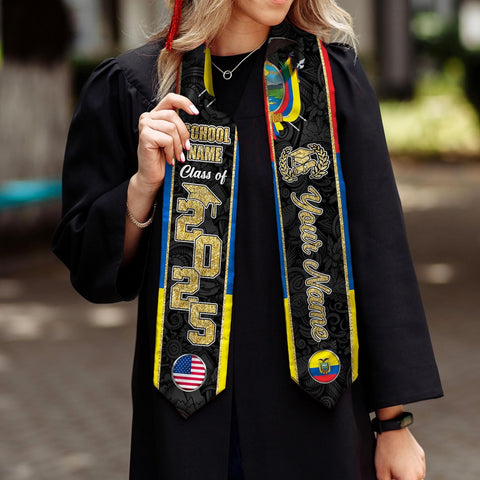 Pretyprints Ecuador Graduation Stole, Ecuadorians American Flag Graduation Sash 2025, Ecuadorians Graduation Sash