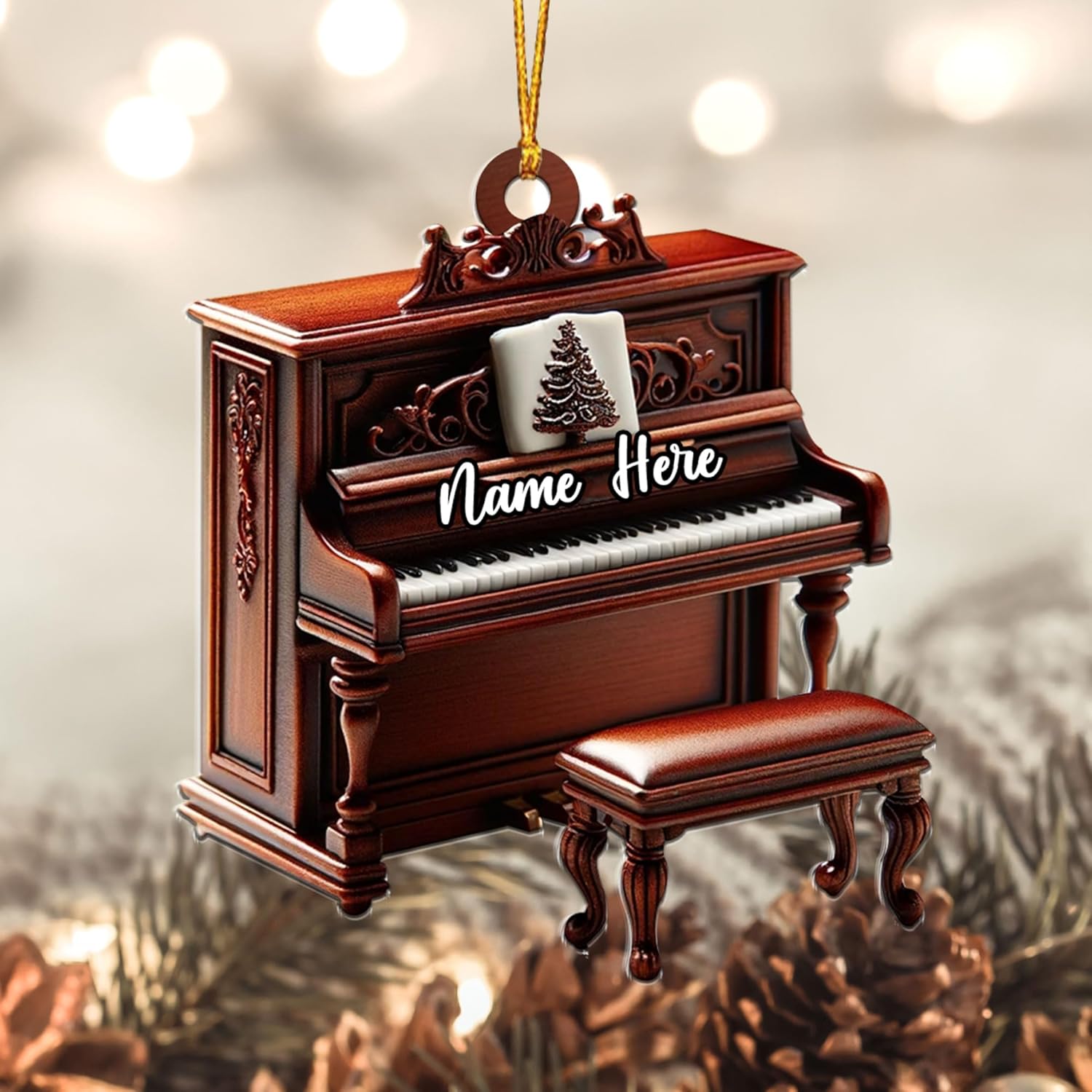 Podagree Personalized Piano Ornament, Custom Piano Ornament Piano Christmas Ornament 2023, Music Instrument Player Keyboard Ornament Decor, Gift for Piano Lover, Music Lovers (PN3)