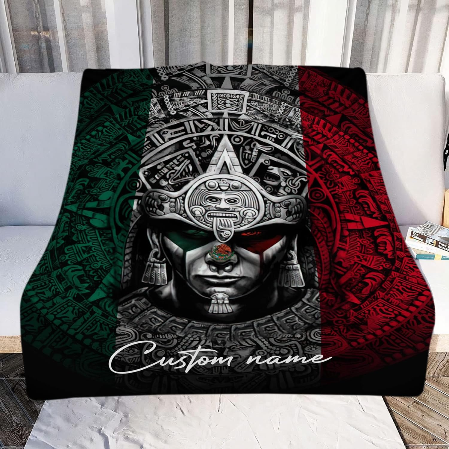 Personalized Name Mexico Blanket for Men and Women, Customized Mexico Blankets, Mexico Flag Mexican Flag Blanket Funny Gift Fuzzy Plush Soft Micro Fleece Sherpa Blanket Bed Throw (BLMX19)