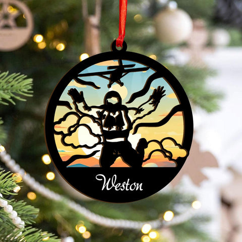 Personalized Parachute Ornament 2024, Custom Skydiving Christmas Ornament, Unique Skydiving Gift, Parachute Ornament, Paragliding Ornament, Paragliding for Men with Name and Year (Acrylic, Style 3)
