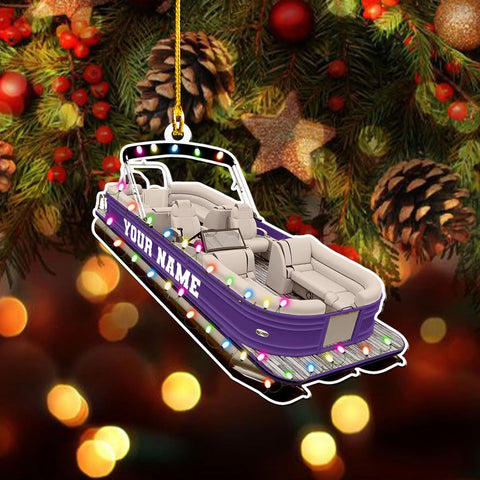 Personalized Pontoon Boat Christmas Ornament, Pontoon Car Ornament, Gift for Bowriders, Wake Boats,Pontoon Lover Gift (Pontoon 26)
