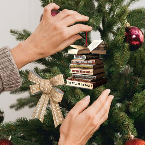 Personalized Book Title & Name, Customized Ornament Tree Gifts for Book Reading Lover Teacher Librarian School Librarian Assistant, Book Tree Ornament, Book Lover's Tree Ornament (Acrylic, Style 11)