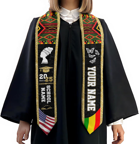 African American Graduation Sash, Graduation Stole Customize, African Graduation Sash, Graduation Stole Class of 2025