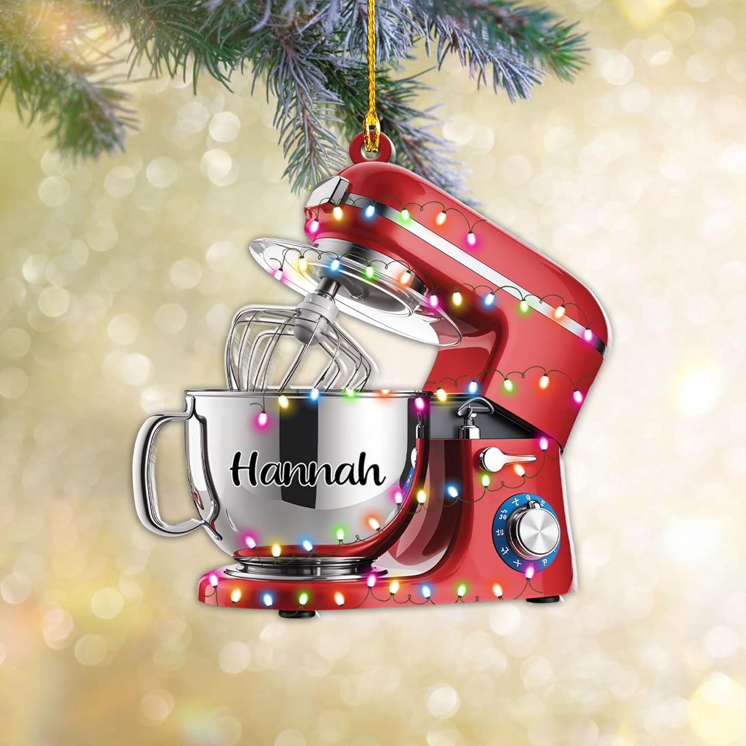 Custom Baking Mixer Lights 2D Flat Ornament Customized Stand Mixer Mica Christmas Ornaments Love Cooking Xmas Keepsake Gift Ideas Gifts for Chef Lovers Gift (CBM10)