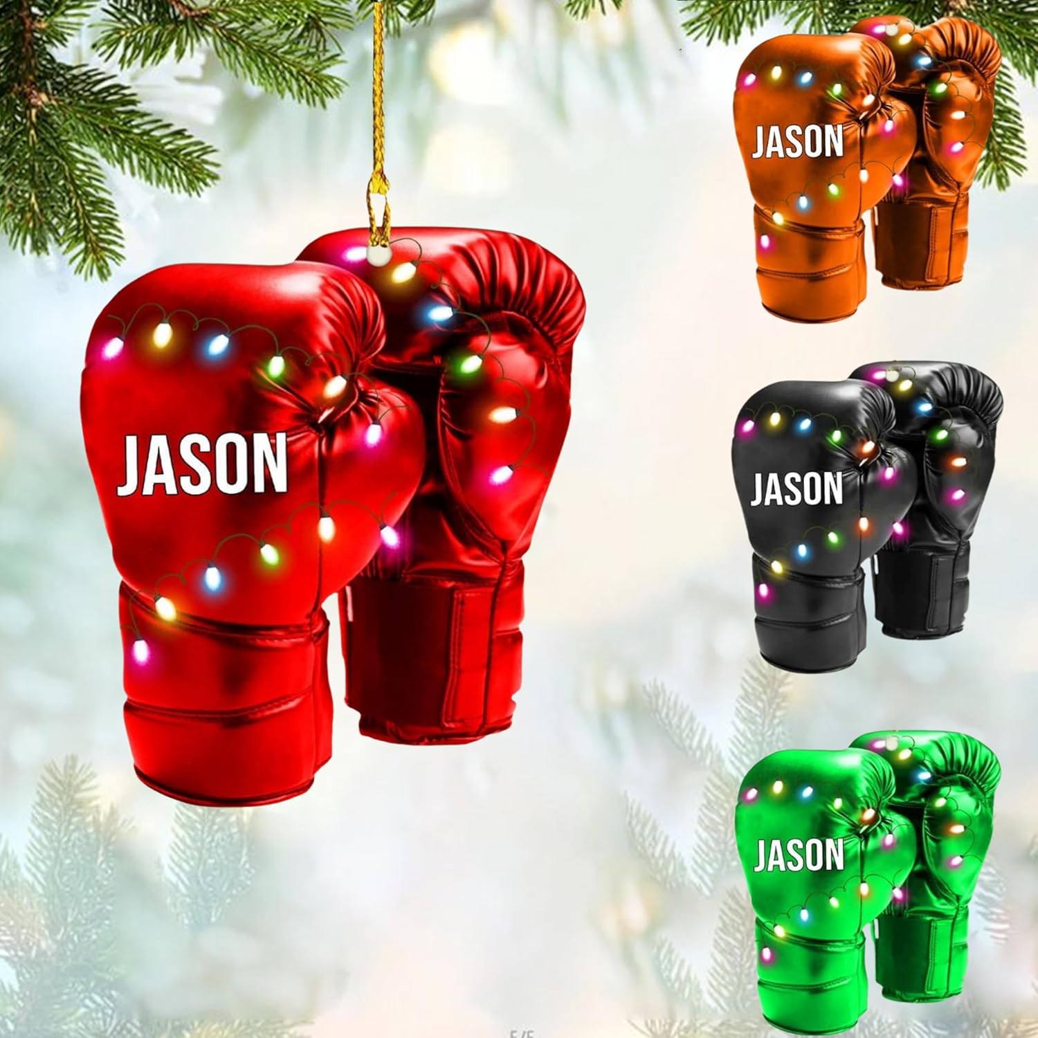 Personalized Boxing Ornament, Boxing Gloves Christmas Light Ornament, Custom Boxing Ornament, Kick Boxing Ornament, Gift for Boxing Lovers, Boxer Ornament Gift for Boxing Lovers (Boxing 1)
