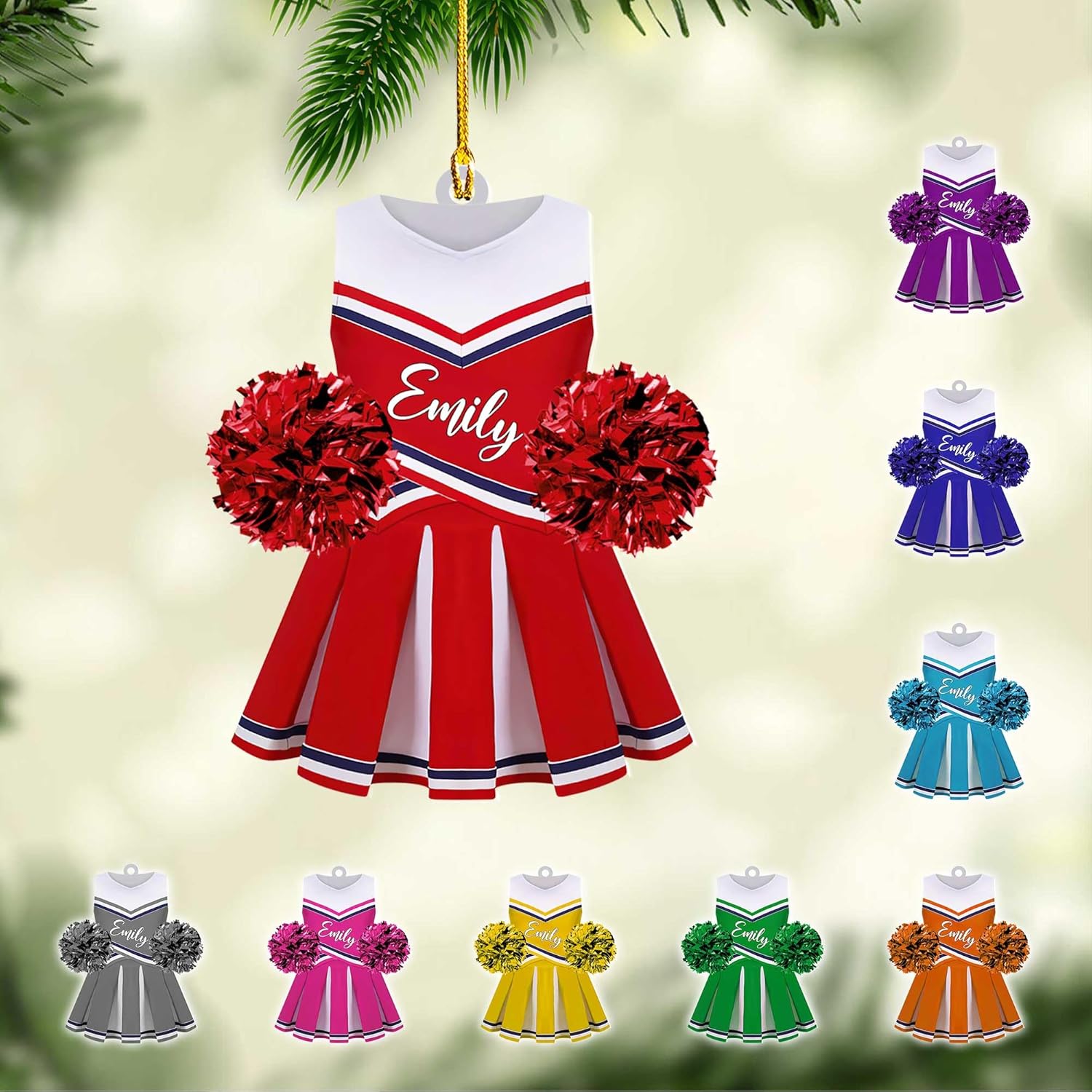 AOVL Personalized Cheerleader Ornaments Cheerleader Cheerleading Lovers Ornaments Cheerleading Ornament Gift for Cheerleader Christmas 2023 Cheer Cheerleader Ornaments Xmas (Cheer 5)