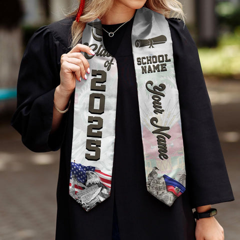 Pretyprints Haitians Graduation Sash, Haiti Graduation Stole Custom, Personalized Haitians American Flag Graduation Sash 2025