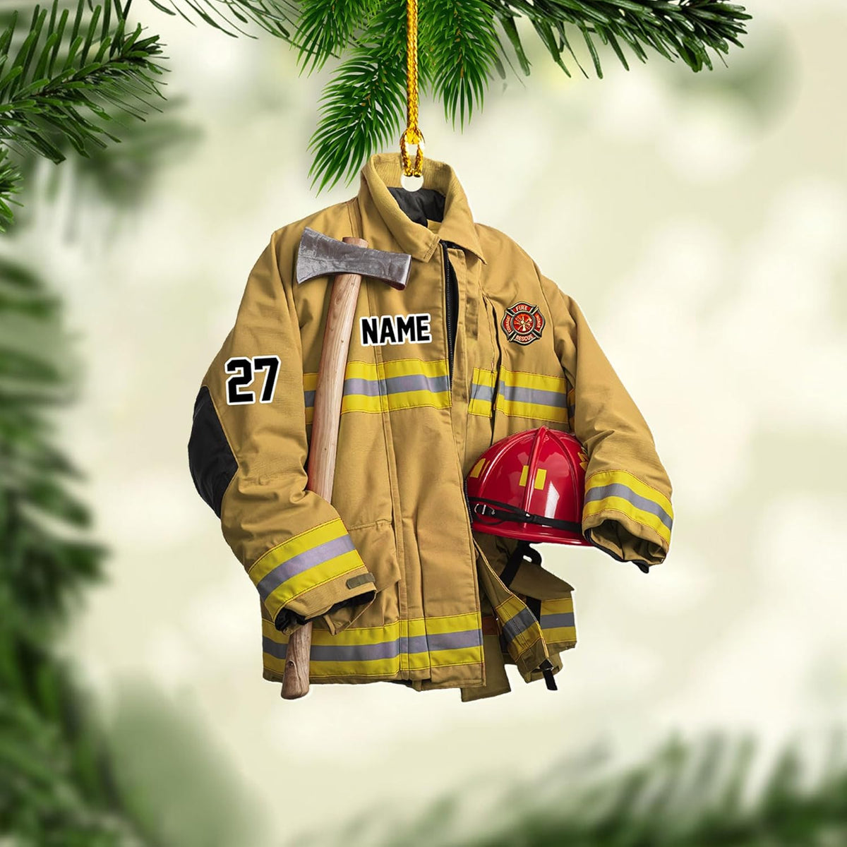 Royal Fight Personalized Firefighter Uniform Ornament Firefighter Gifts for Men Firefighter Ornaments for Christmas Tree Firefighter Gifts for Men Firefighter Gifts Christmas (FFG17)