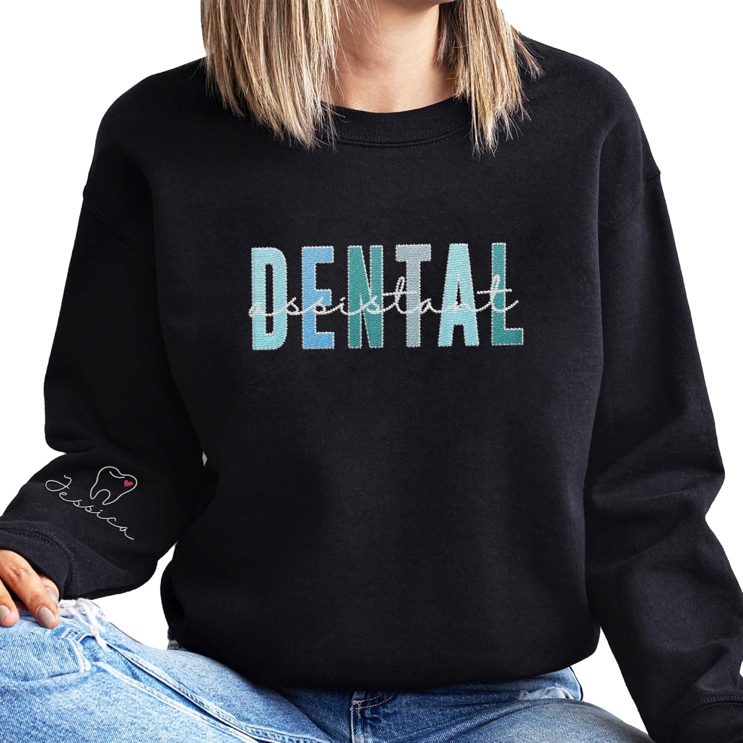 Leeprints Personalized Embroidered Sweater, Dental Assistant & Hygienist Gift, Nurse Hoodie