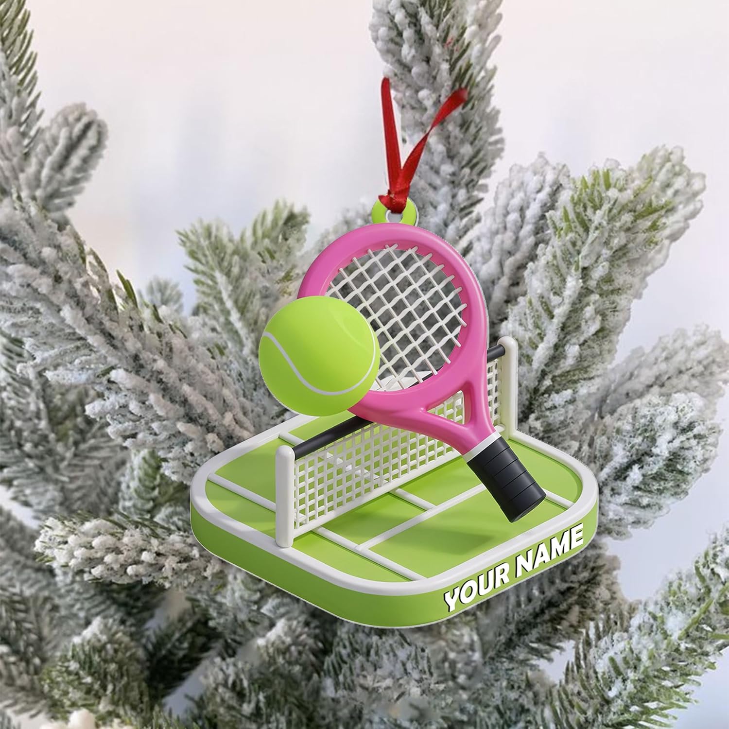 Personalized Tennis Ornament, Customized Tennis Player Christmas Acrylic Flat Ornament, Gifts for Tennis Lovers, Tennis Player, Tennis Christmas Ornament, Christmas Tree Decor (Style 12)