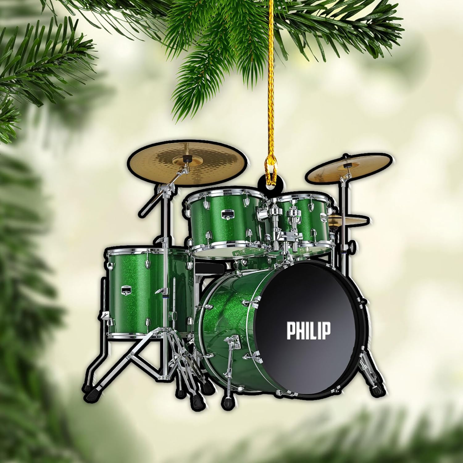 Parvii Personalized Drum Acrylic Ornament, Drum Christmas Ornament, Drums Ornament, Drum Ornaments for Christmas Tree, Gift for Drummer, Drum Players, Christmas Decorations Ornaments (Drum 1)