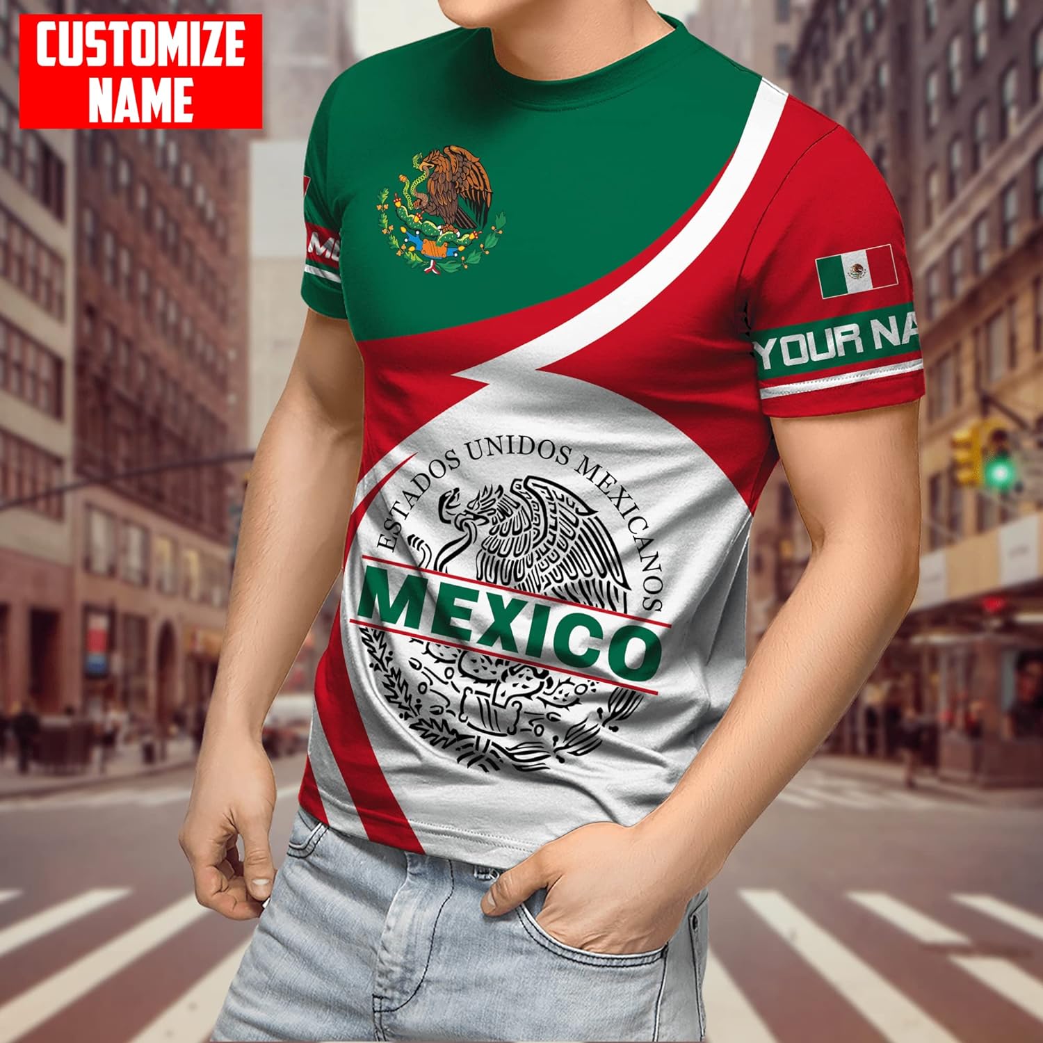 Mostprints Personalized Name Mexican Shirts for Men, Customized Mexico Shirts for Men, Mexico Shirts for Women Mexico Shirt