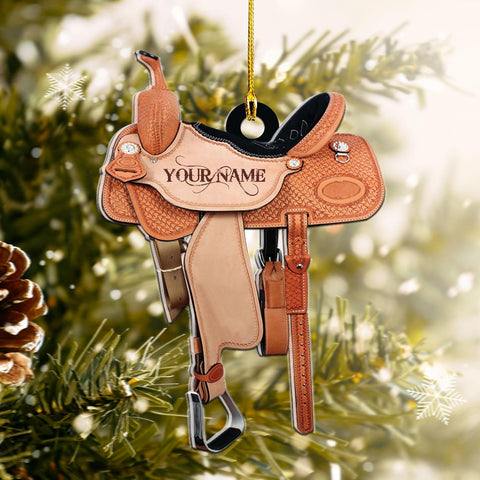 Royalbro Personalized Cowboy Christmas Ornaments, Cowboy Boots and Hat Ornament for Cowboy, Saddle Ornament, Cowboy Cowgirl Horseback Riding Ornament Tree Hanging Ornament (CB 1)