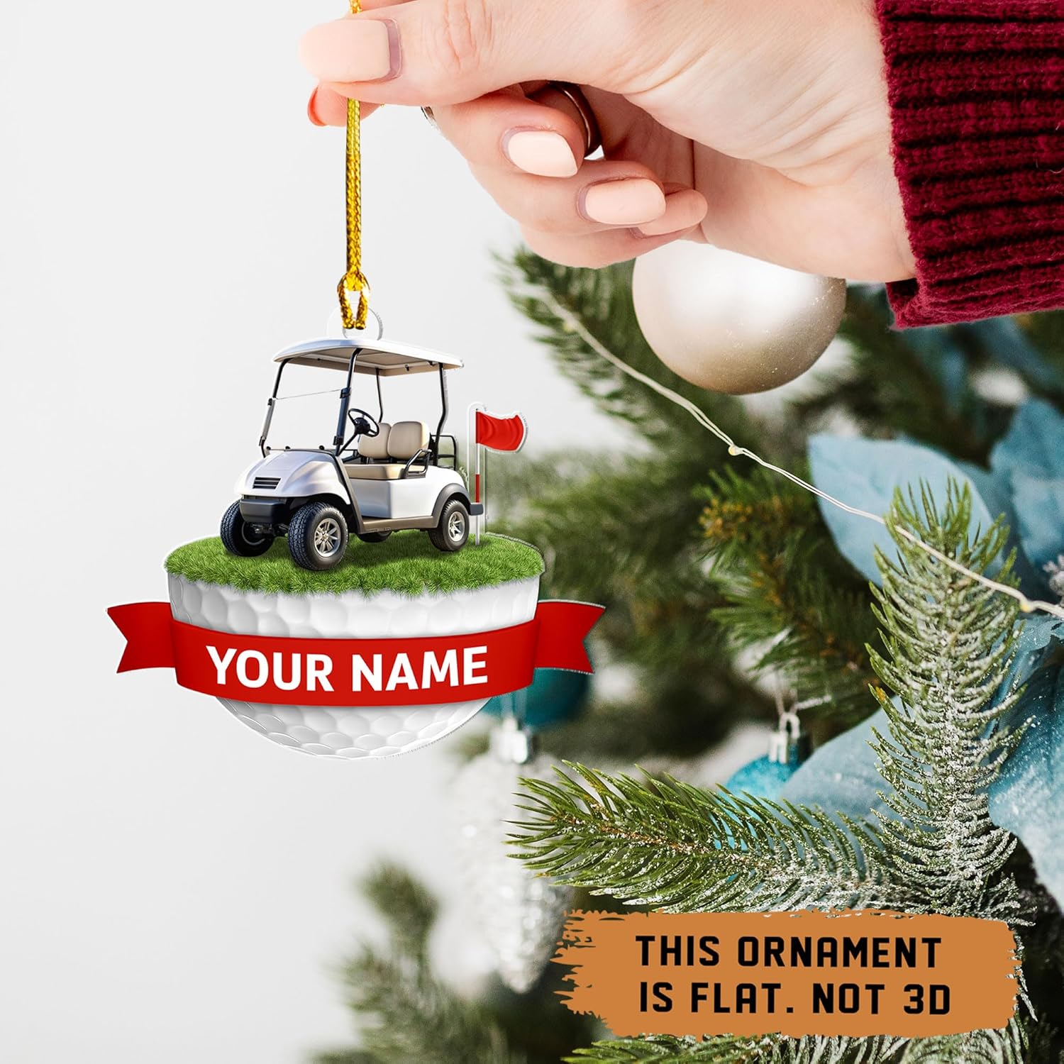 Personalized Golf Ornament, Golf Christmas Ornaments, Golf Ornaments for Christmas Tree, Christmas Ornaments Golf Decorations, Golf Cart Ornament Hanging Decor, Golf Ball Christmas Ornaments (ON798)