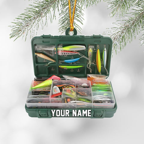 Royal Fight Custom Fishing Tackle Box Ornaments 2024 Fishing Ornaments for Christmas Tree Christmas Ornaments Fishing Fisherman Ornament Bass Fish Ornament Fishing Decorations Flat Ornaments (FTB5)