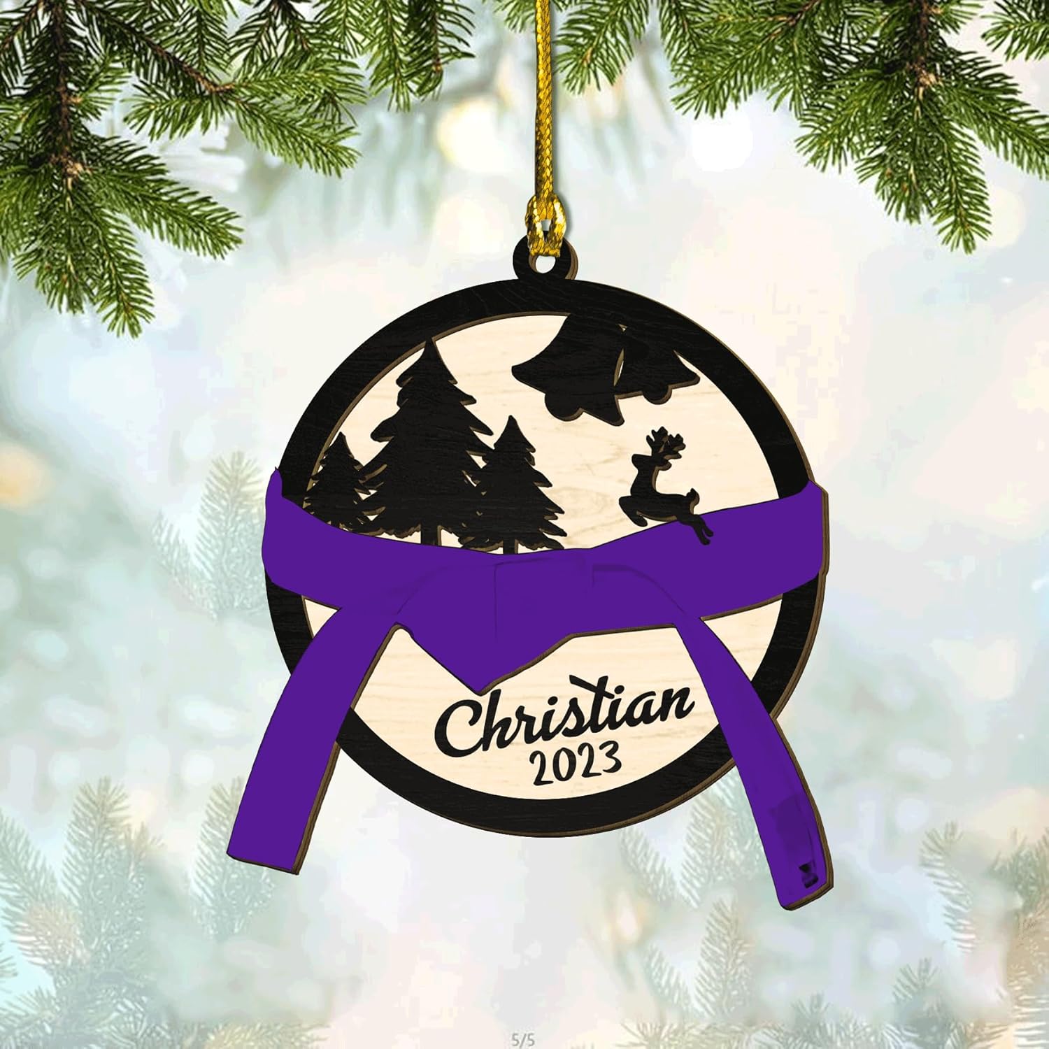 Royalbro Personalized Karate Ornaments for Christmas Tree, Custom Karate Christmas Ornament for Xmas 2023 Gifts for Karate Instructors, Karate Uniform, Gifts for Karate Lovers (Kara 2)