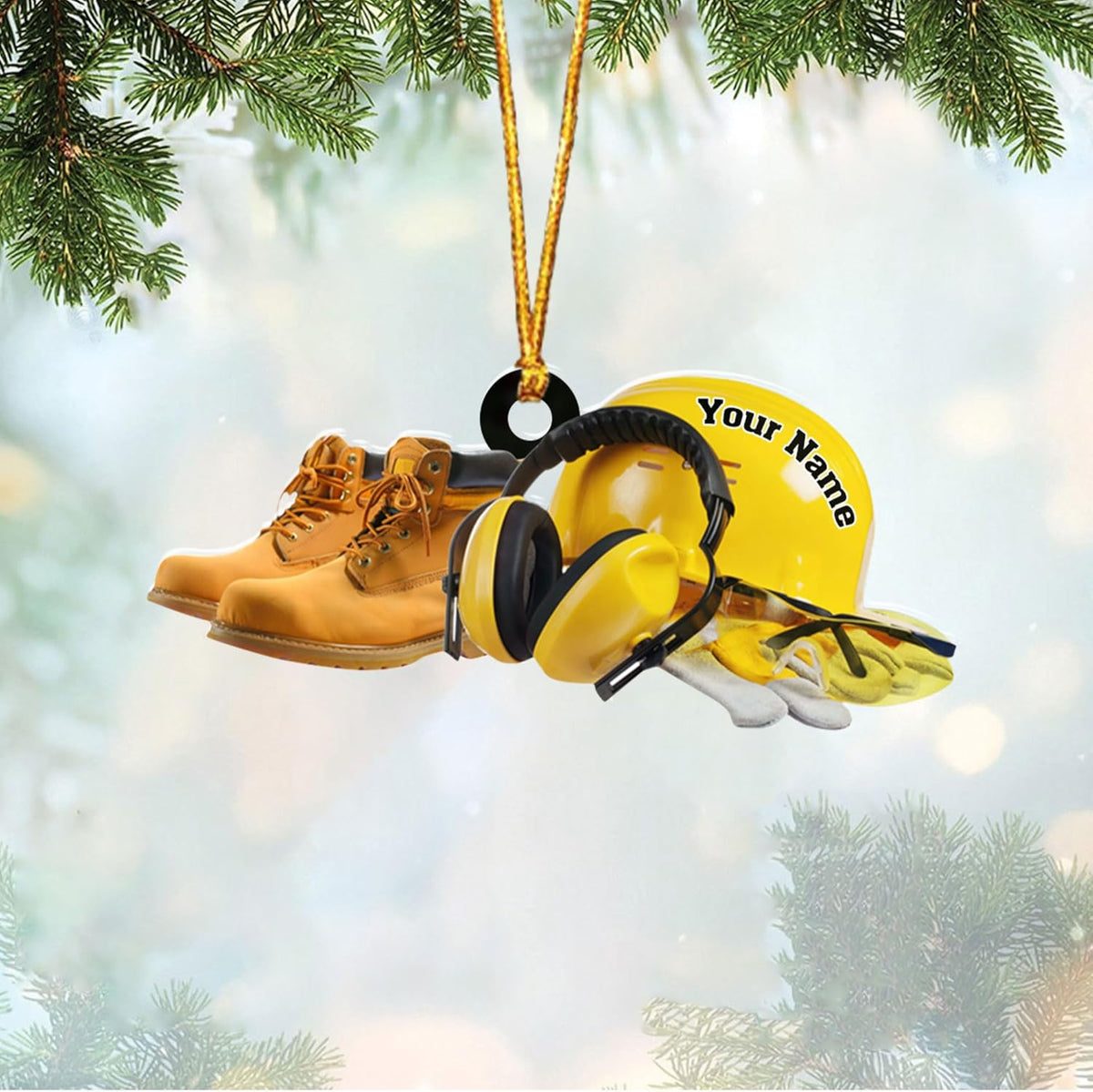 Personalized Construction Ornaments for Christmas Tree 2024, Construction Tree Ornaments Construction Ornament, Construction Tool Box Hard Hat Heavy Equipment Xmas Gift for Blue Collar Workers (W10)