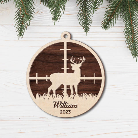 Suseaz Custom Hunting Acrylic Ornament, Personalized Hunting Christmas Ornament 2023, Custom Hunting Ornament 2023, Hunting Tree Decor, Gifts for Hunting Lovers Hunter Gift (HT7)