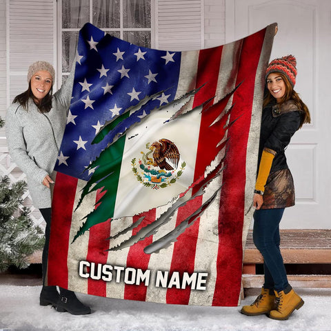 Personalized Name Mexico Blanket for Men and Women, Customized Mexico Blankets, Mexico Flag Mexican Flag Blanket Funny Gift Fuzzy Plush Soft Micro Fleece Sherpa Blanket Bed Throw (BLMX02)