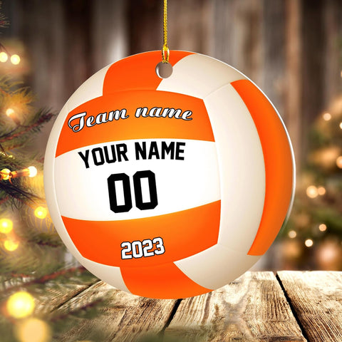 mostprints Personalized Volleyball Ornament, Volleyball Christmas Ornament, Beach Volleyball Gift for Volleyball Players Volleyball Ornament Christmas Tree Volleyball Team Gifts (V12)