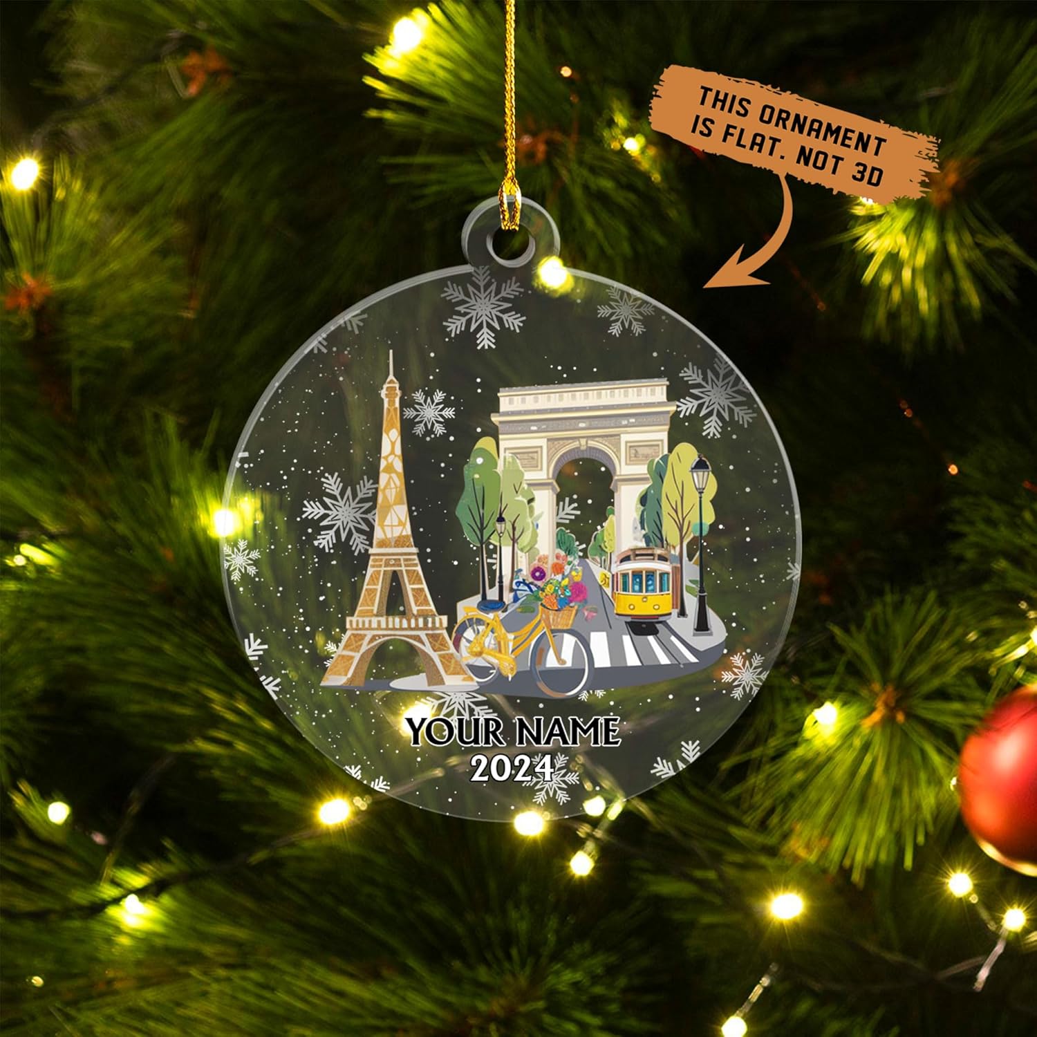 Paniprints Personalized Name Eiffel Tower Ornament, Eiffel Tower Christmas Ornaments, Paris Ornament, France Ornaments for Christmas Tree, Paris Ornaments for Christmas Tree 2024 (Eiffel7)