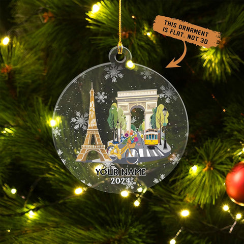 Paniprints Personalized Name Eiffel Tower Ornament, Eiffel Tower Christmas Ornaments, Paris Ornament, France Ornaments for Christmas Tree, Paris Ornaments for Christmas Tree 2024 (Eiffel7)