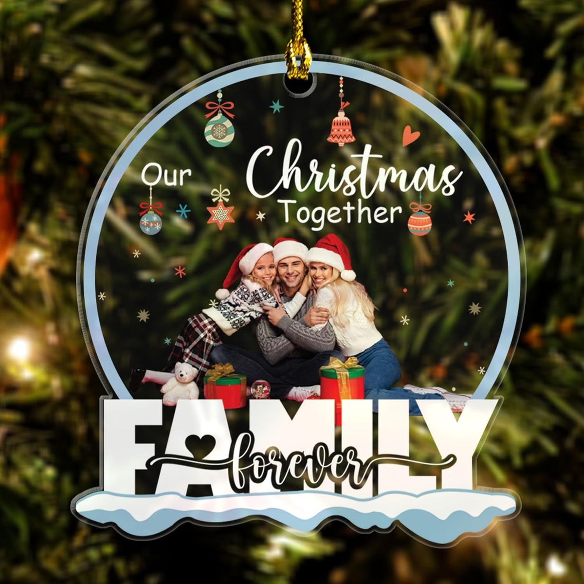 Personalized Name Christmas Ornaments 2023, Custom Photo Acrylic Ornaments for Christmas Trees Unique, Photo Family Christmas Ornaments 2023, Gifts for Family Members (FML 13)