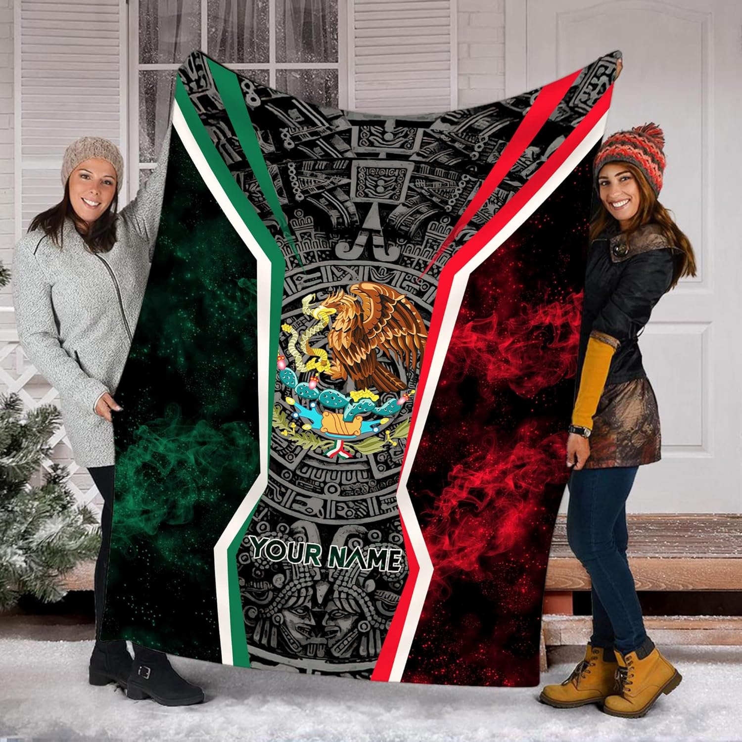 Personalized Name Mexico Blanket for Men and Women, Customized Mexico Blankets, Mexico Flag Mexican Flag Blanket Funny Gift Fuzzy Plush Soft Micro Fleece Sherpa Blanket Bed Throw (BLMX11)