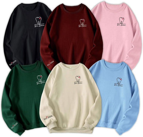AOVL Personalized Embroidered Dental Hygiene Sweatshirt Gift For Dentist Assistant