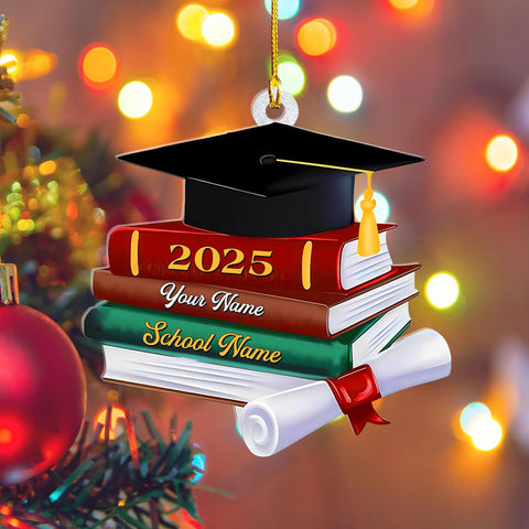 Ligthuy Personalized Graduation Ornament, Graduation Ornaments Class of 2024 2025, College Master Senior Year Christmas Ornament 2024 2025, Pine Hanging Decoration for Xmas (Graduation 7)