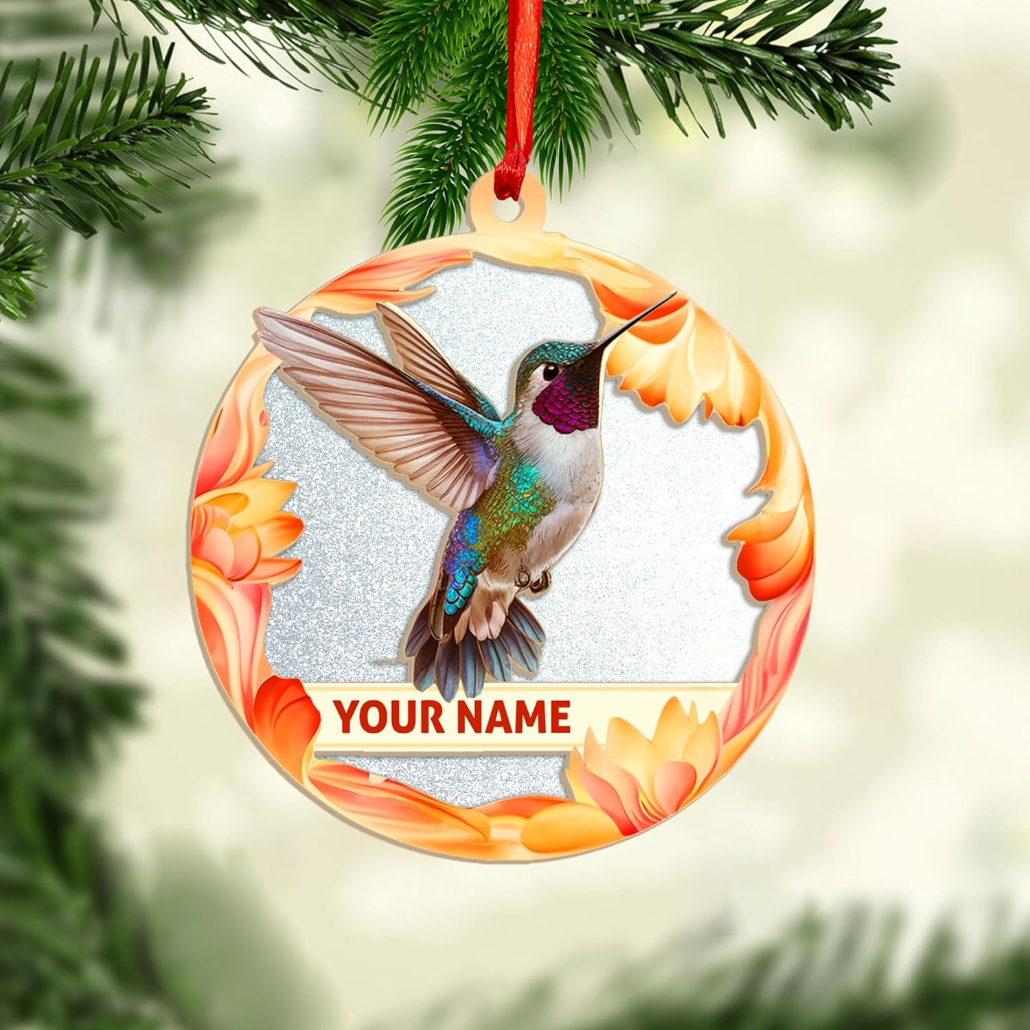 MAPrints Personalized Hummingbird Ornaments for Christmas Tree 2024, Hummingbird Christmas 2024 Ornament, Bird Suncatcher Wood Acrylic Ornament, Gifts for Bird Lovers (NBird 5)