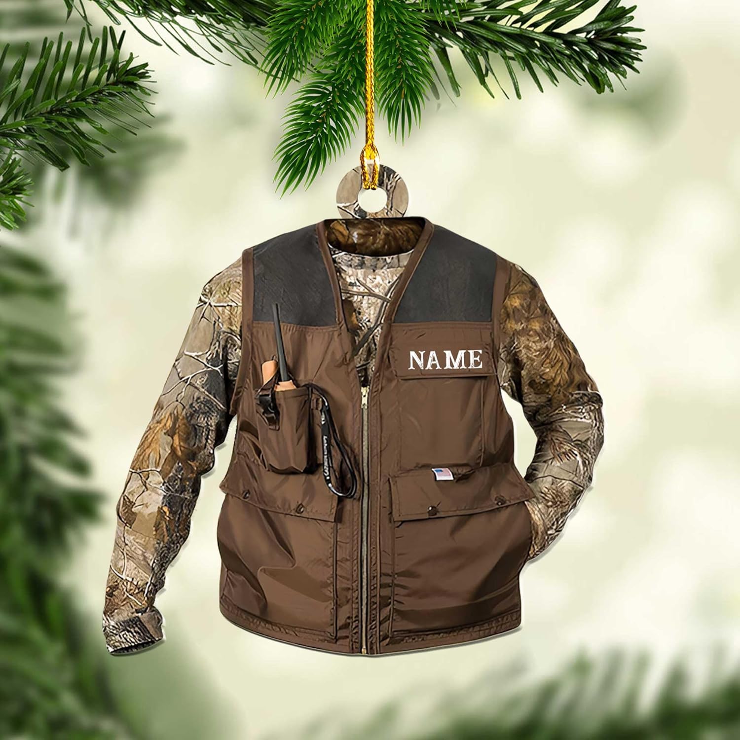 mostprints Personalized Hunting Ornament, Hunter Vest Ornament, Hunting Christmas Ornament, Hunter Christmas Ornament Hanging Tree Decor, Christmas Hunting Gifts (Hunting 3)