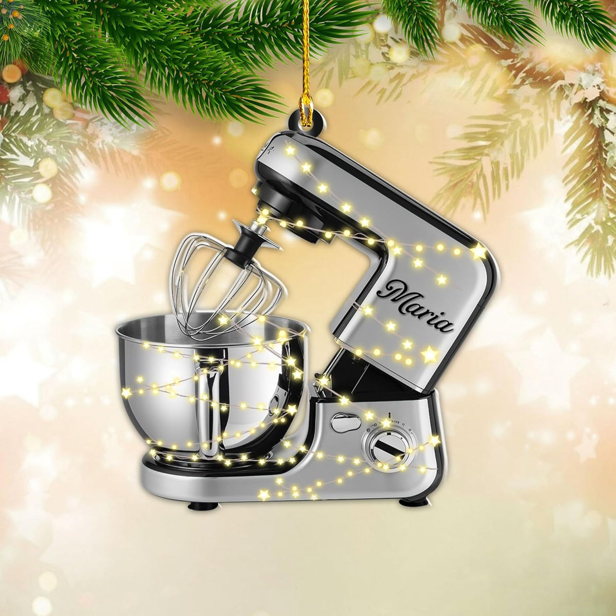 Custom Baking Mixer Lights 2D Flat Ornament Customized Stand Mixer Mica Christmas Ornaments Love Cooking Xmas Keepsake Gift Ideas Gifts for Chef Lovers Gift (CBM1)