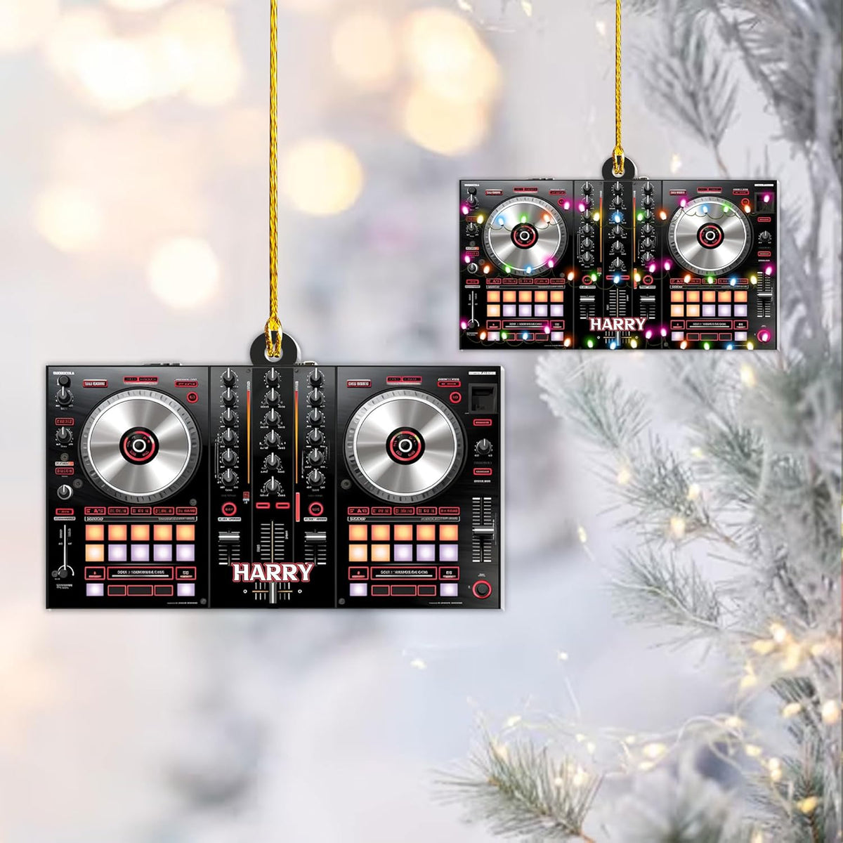 Riveprints Personalized DJ Christmas Tree Ornament, Custom Gifts for DJ Lover & DJ Fans, DJ Acrylic Ornaments for Christmas Tree, DJ Ornament Music Mixer Turntable, DJ Set Ornament (ON411)