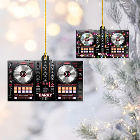 Riveprints Personalized DJ Christmas Tree Ornament, Custom Gifts for DJ Lover & DJ Fans, DJ Acrylic Ornaments for Christmas Tree, DJ Ornament Music Mixer Turntable, DJ Set Ornament (ON411)