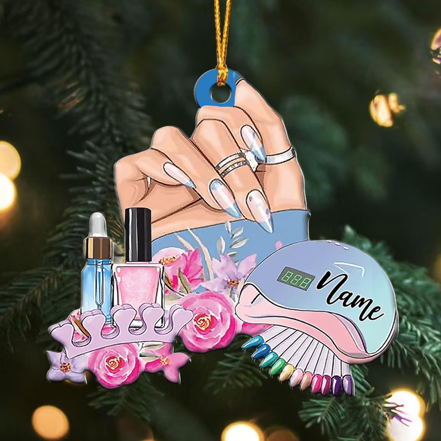 AOVL Personalized Nail Ornament,Nail Technician Ornament, Nail Technician Ornaments, Makeup Ornaments Makeup Christmas Ornament, Nail tech Gifts, Nail Technician Gifts (Nail 1)