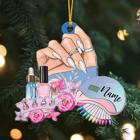 AOVL Personalized Nail Ornament,Nail Technician Ornament, Nail Technician Ornaments, Makeup Ornaments Makeup Christmas Ornament, Nail tech Gifts, Nail Technician Gifts (Nail 1)