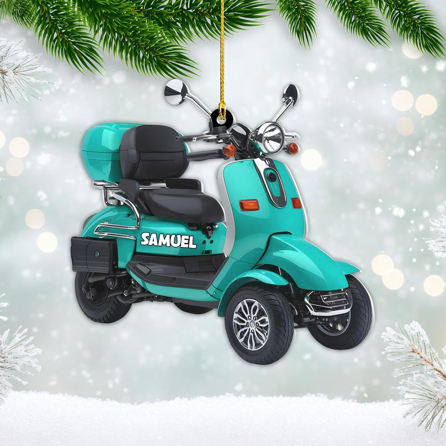 AOVL Custom Electric Bicycle Scooter Ornament 2024 Mobility Scooter Lover Ornament Gift Xmas Mobility Scooter Lover Ornament Gift Flat 2D Mobility Scooter Lover Ornament Gifts (MEB9)