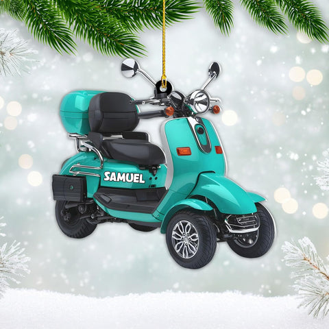 AOVL Custom Electric Bicycle Scooter Ornament 2024 Mobility Scooter Lover Ornament Gift Xmas Mobility Scooter Lover Ornament Gift Flat 2D Mobility Scooter Lover Ornament Gifts (MEB9)