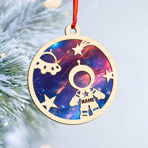 Personalized Astronaut Christmas Ornaments 2024, Rocket Spaceship Ornament, Astronaut Suncatcher Ornament, Galaxy Space Astronaut Ornament, Astronaut Resting On Moon Ornament (Astronaut 7)