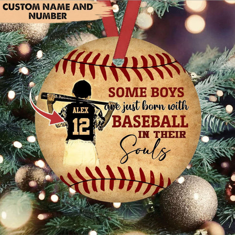 Artparel Personalized Baseball Ornament Christmas Tree Decoration Custom Baseball Christmas Ornament 2D Shape Flat Baseball Lover Gifts Beginner Baseball Players Ornament Gift (BBC 4)