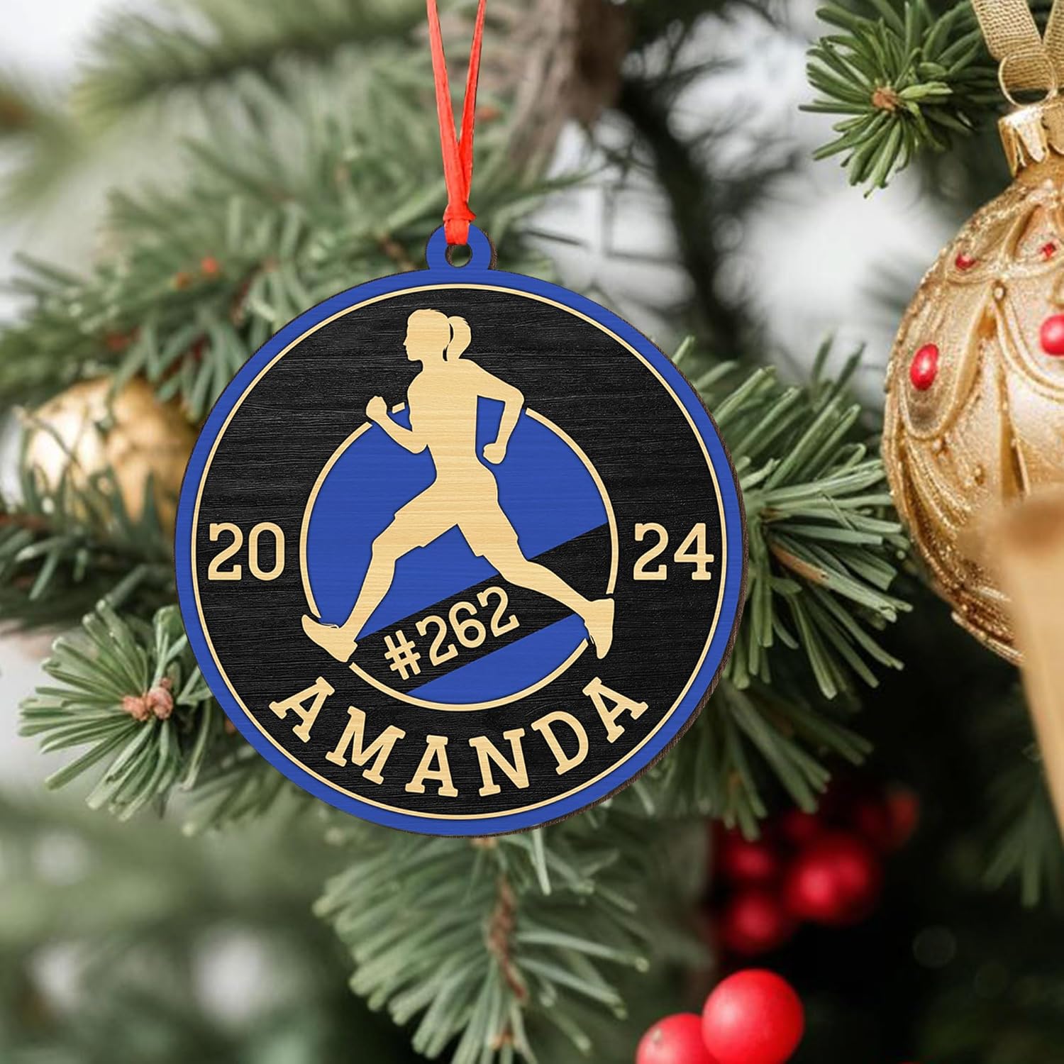 Artparel Custom Runner Ornament 2024 Track and Field Ornament Custom Marathon Ornament Running Christmas Ornament Gift for Runner Running Man Running Lovers Running Ornaments for Xmas (RN16)