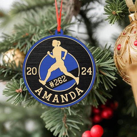Artparel Custom Runner Ornament 2024 Track and Field Ornament Custom Marathon Ornament Running Christmas Ornament Gift for Runner Running Man Running Lovers Running Ornaments for Xmas (RN16)