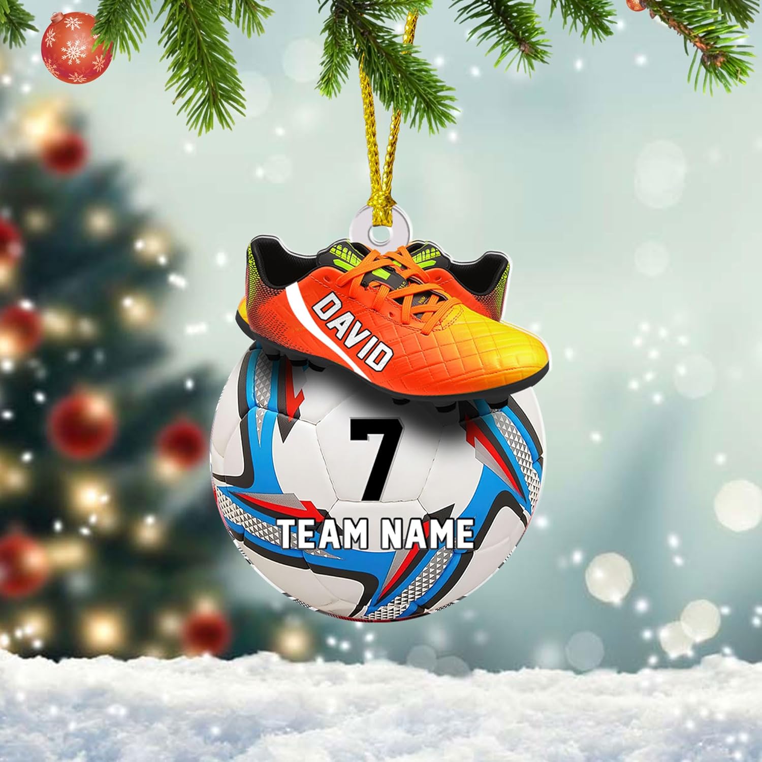 Paniprints Personalized Soccer Ornament 2024, Soccer Christmas Ornament, Ornament Great Gift Idea for Soccer Players and Soccer Lovers Custom Name Number Team Name for Xmas (Style 5)