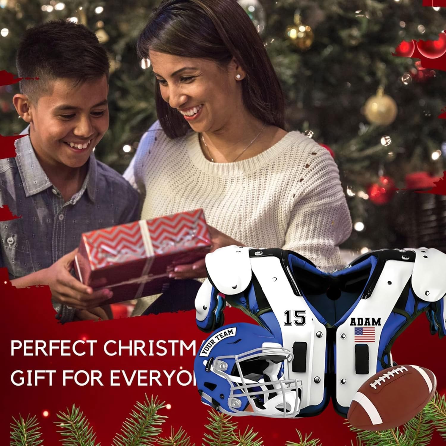 Personalized Football Ornaments 2024, Custom Football Ornament for Tree, Football Christmas Ornaments Football Ornaments for Tree Football Helmet Ornament Football Pad Gift for Football Player (FN1)