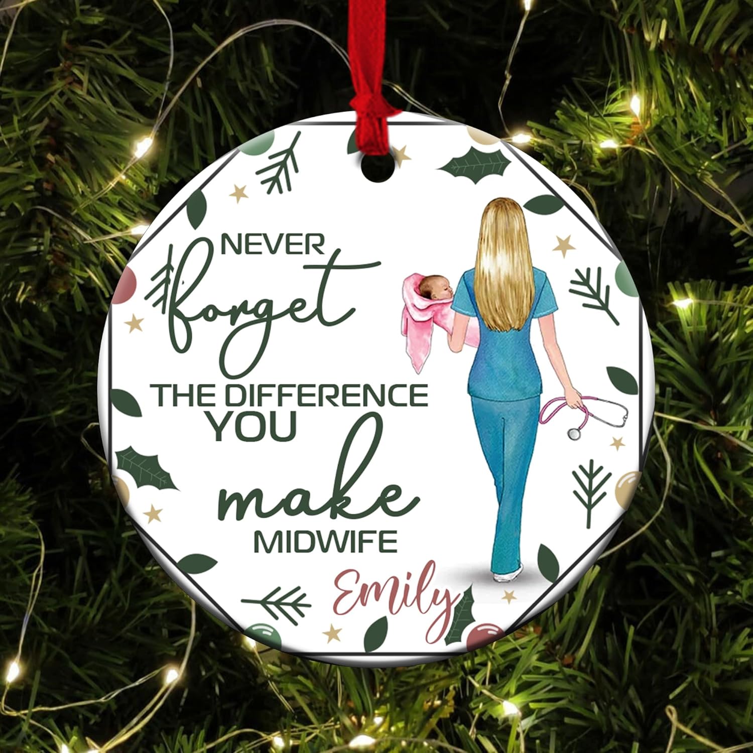 MAPrints Personalized Obstetrician Or Midwife Christmas Ornament, Midwife Christmas Ornament, Thank You Gift for Midwife Ornament, Midwife Retirement Ornament, Midwife Appreciation Gift (MW 7)