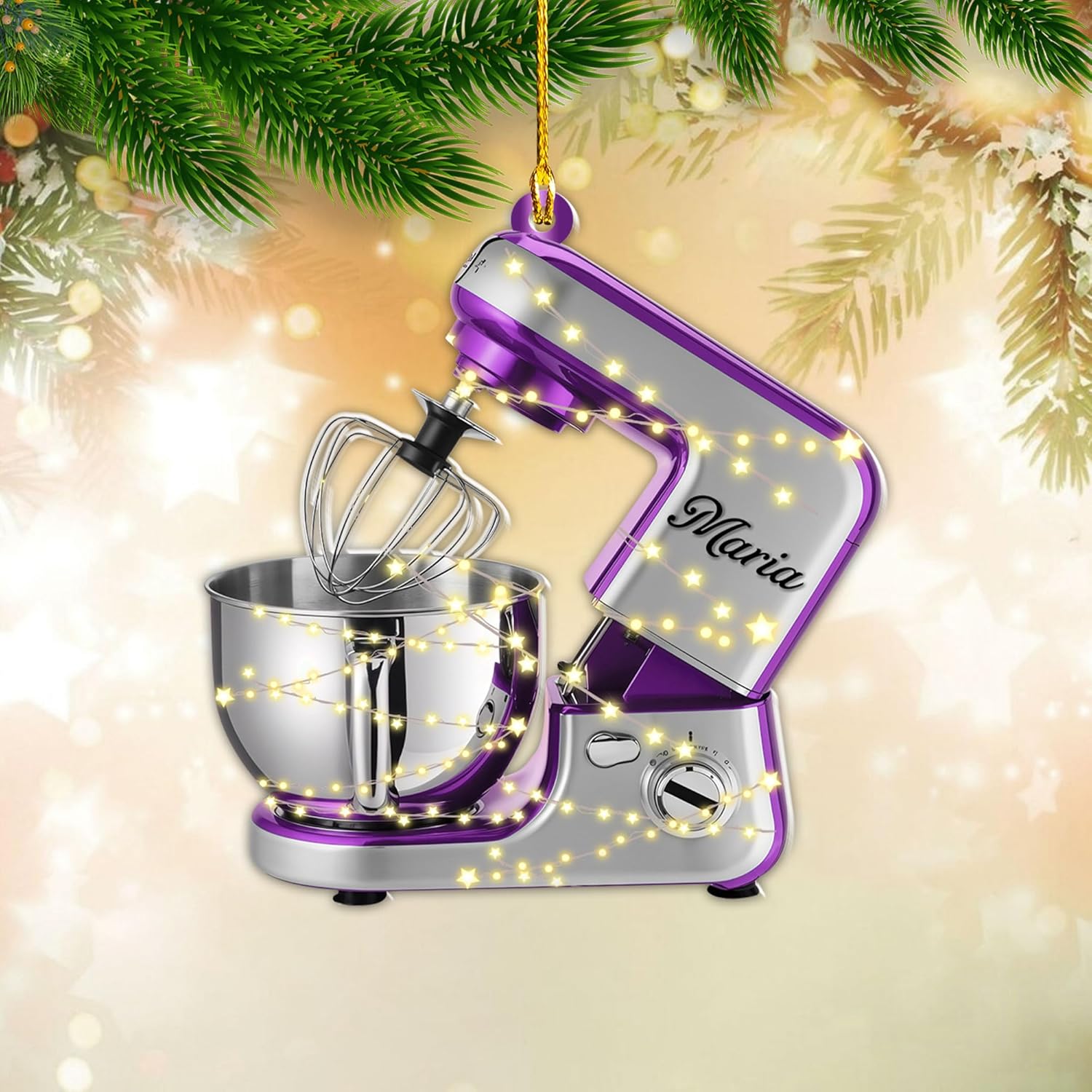Custom Baking Mixer Lights 2D Flat Ornament Customized Stand Mixer Mica Christmas Ornaments Love Cooking Xmas Keepsake Gift Ideas Gifts for Chef Lovers Gift (CBM1)